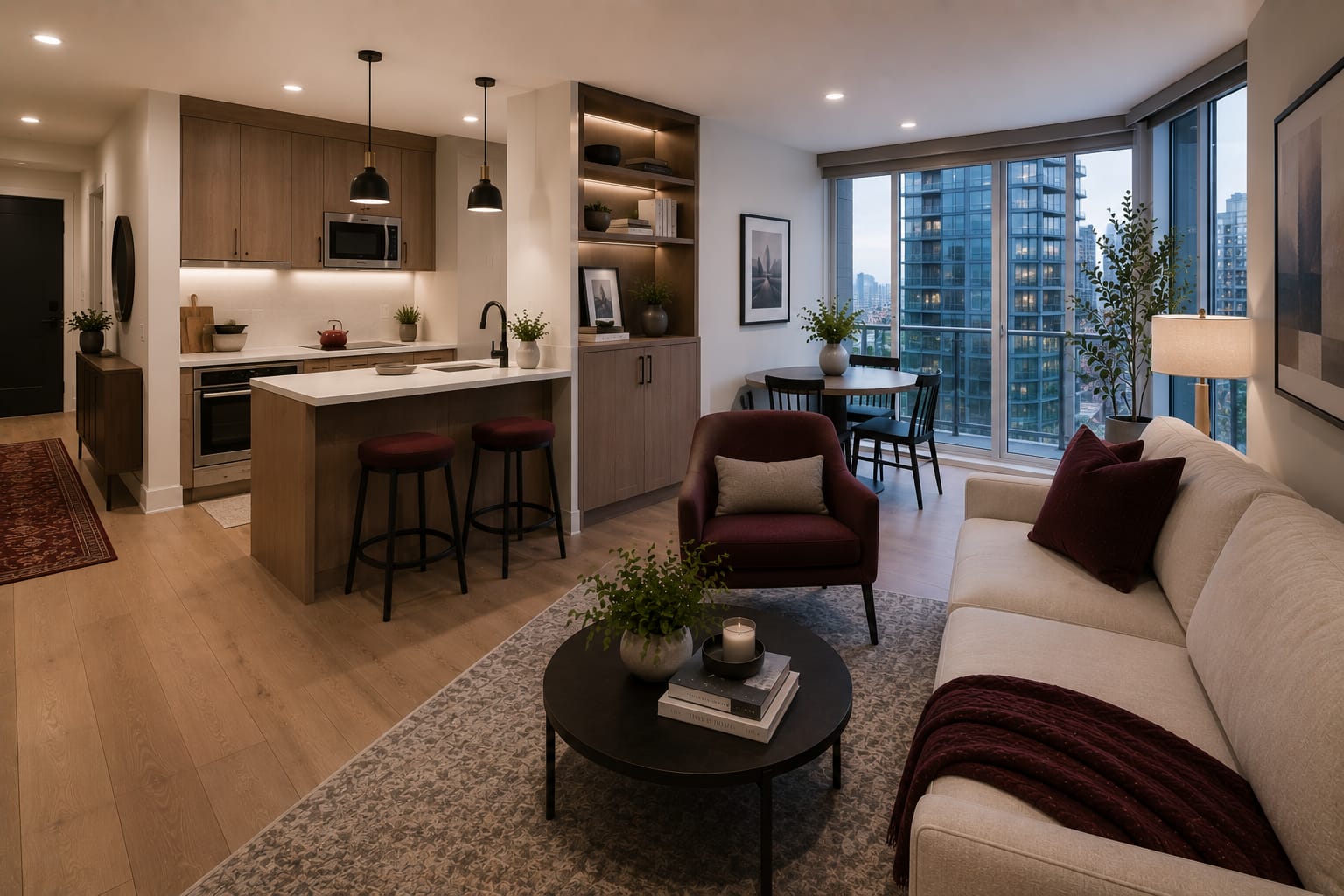 Refreshed downtown condo with new flooring and custom millwork